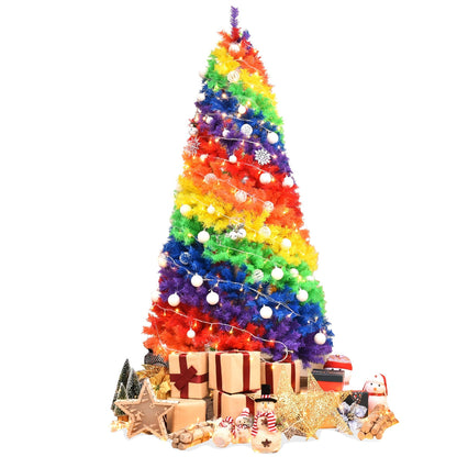 Árbol de Navidad tradicional artificial con bisagras y soporte de metal de 2.1 m