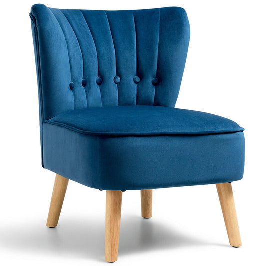 Armless Accent Chair Tufted Velvet Leisure Chair-Blue - Tampa Home & Garden Store