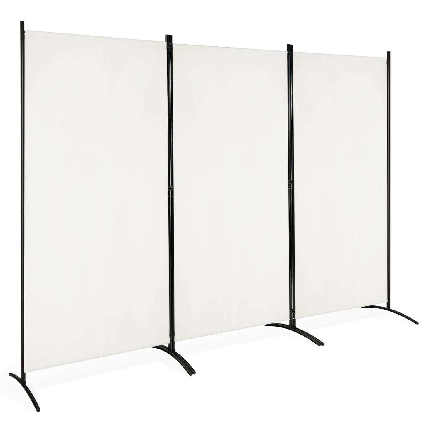 Separador de ambientes de 3 paneles, pantalla plegable para privacidad en la oficina - Negro