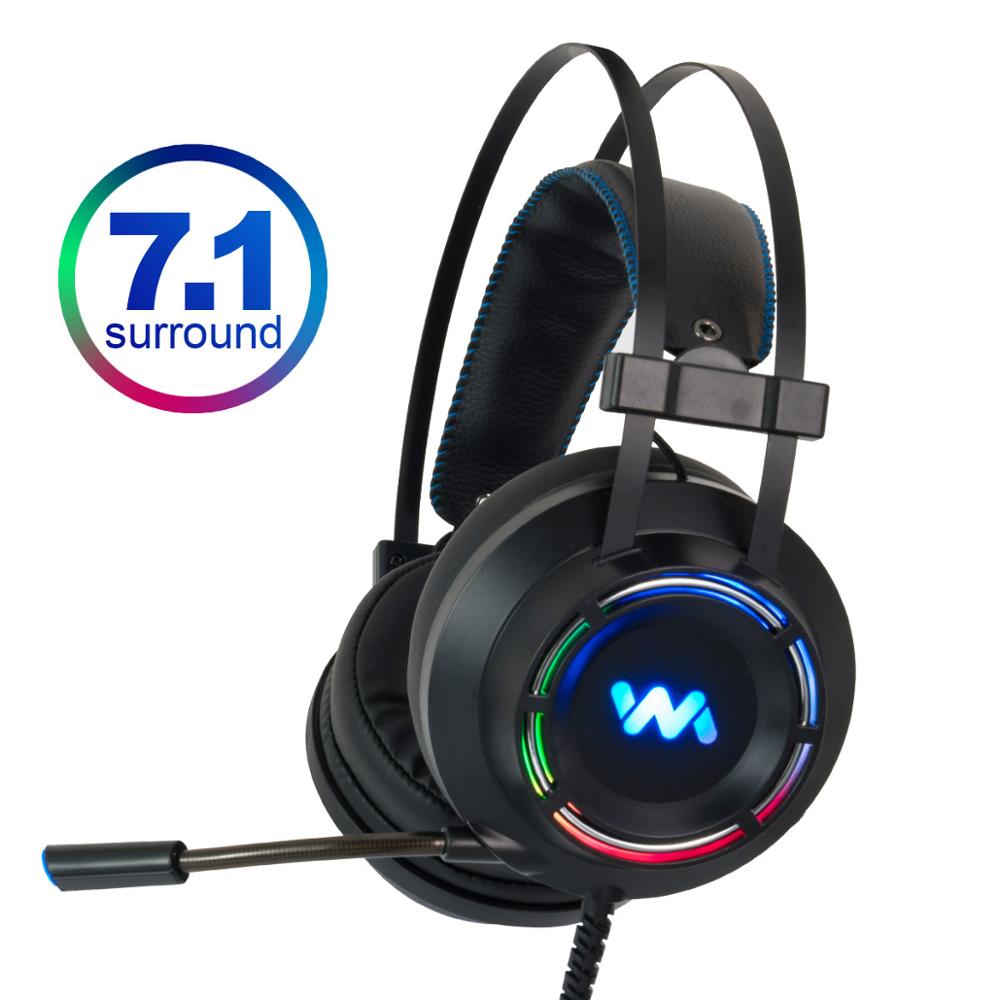 Stevvex gaming headset with RGB lighting and 7.1 surround, black over-ear with mic on Tampa Home & Garden Store