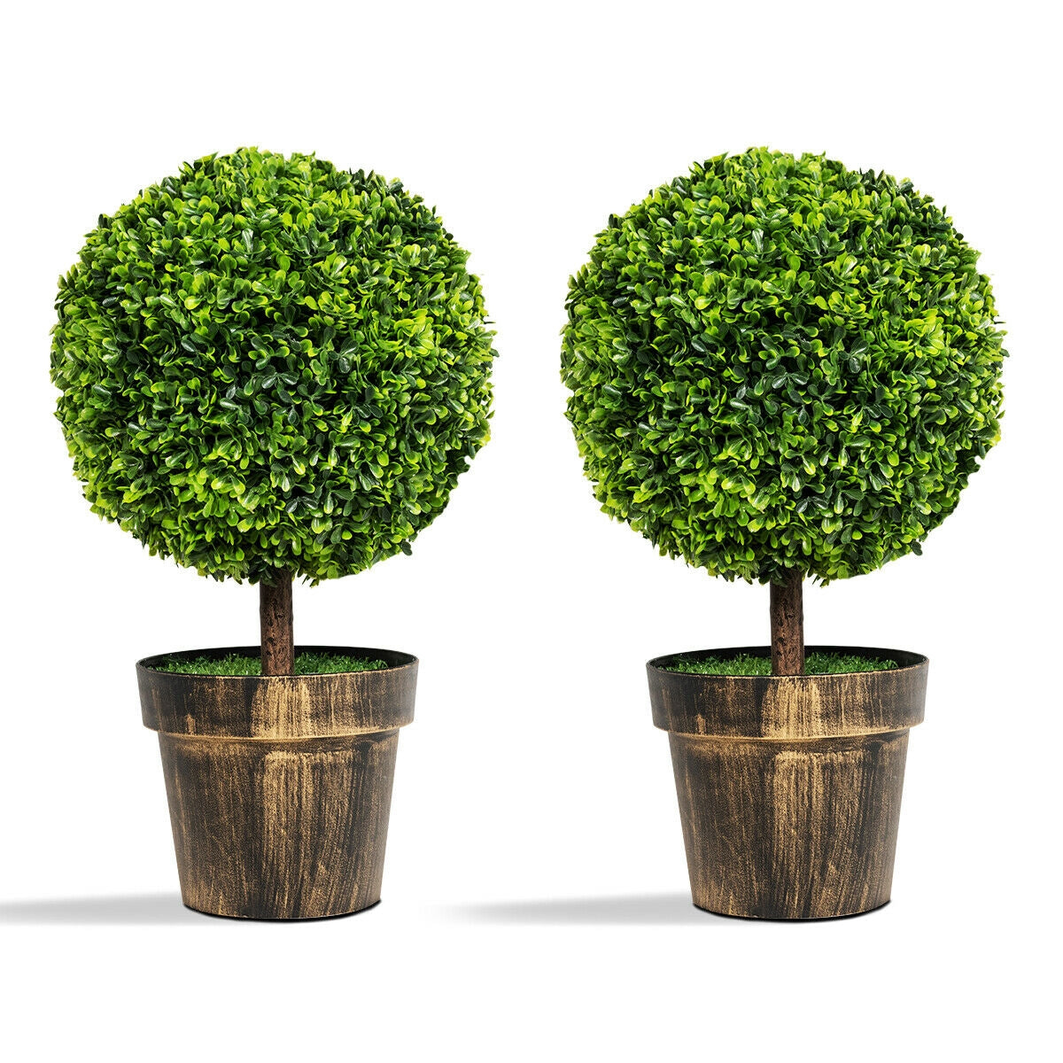 2 piezas de árbol topiario artificial de boj de 24 pulgadas para casa y oficina