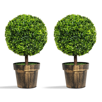 2 piezas de árbol topiario artificial de boj de 24 pulgadas para casa y oficina