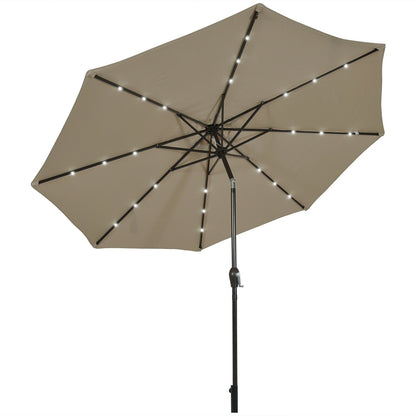 Sombrilla para patio exterior de 10 pies con luces LED solares brillantes - Gris