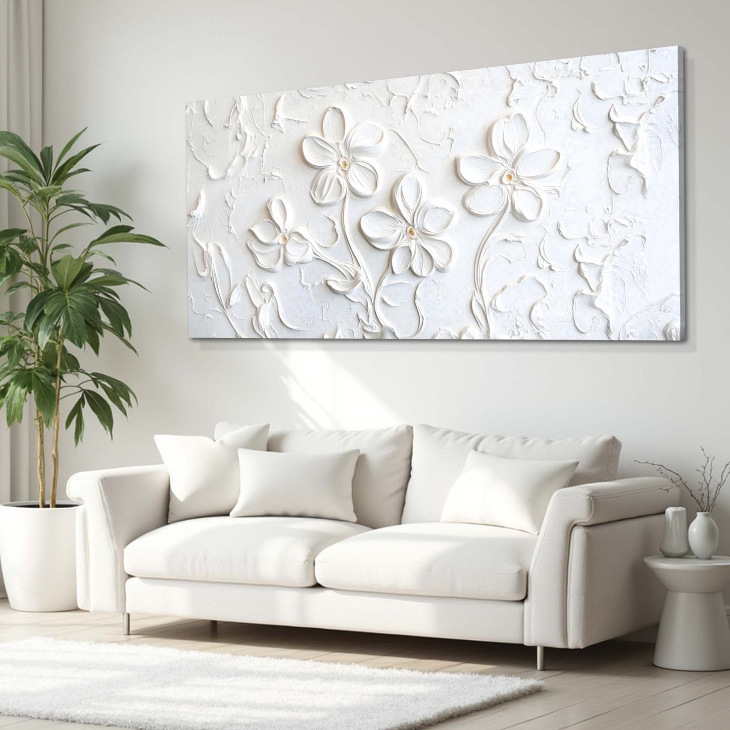 Floral Abstract Wall Art III canvas Tailored Canvases white floral relief crafting canvas on Tampa Home & Garden Store