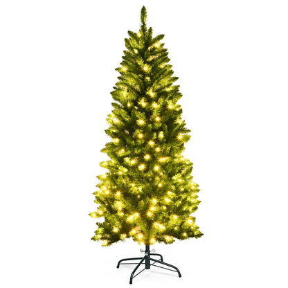 6 ft DirectDeals PVC hinged pre-lit fir pencil tree with 150 warm lights on metal stand on Tampa Home & Garden Store
