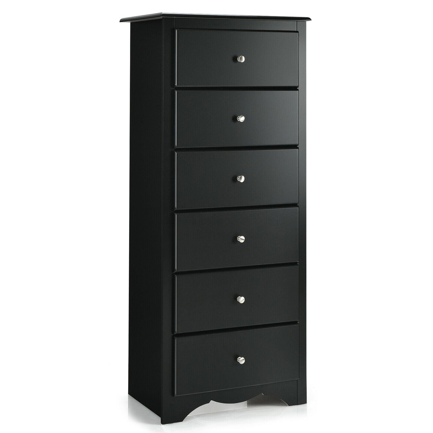 Cómoda de 6 cajones, mueble de almacenamiento de ropa para dormitorio - Negro