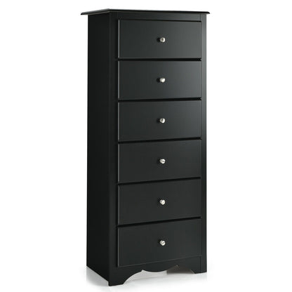 Cómoda de 6 cajones, mueble de almacenamiento de ropa para dormitorio - Negro