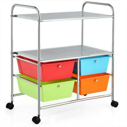 4 Drawers Shelves Rolling Storage Cart Rack-Clear