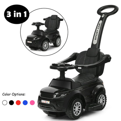 3 In 1 Ride on Push Car Toddler Stroller Sliding Car with Music-Blue