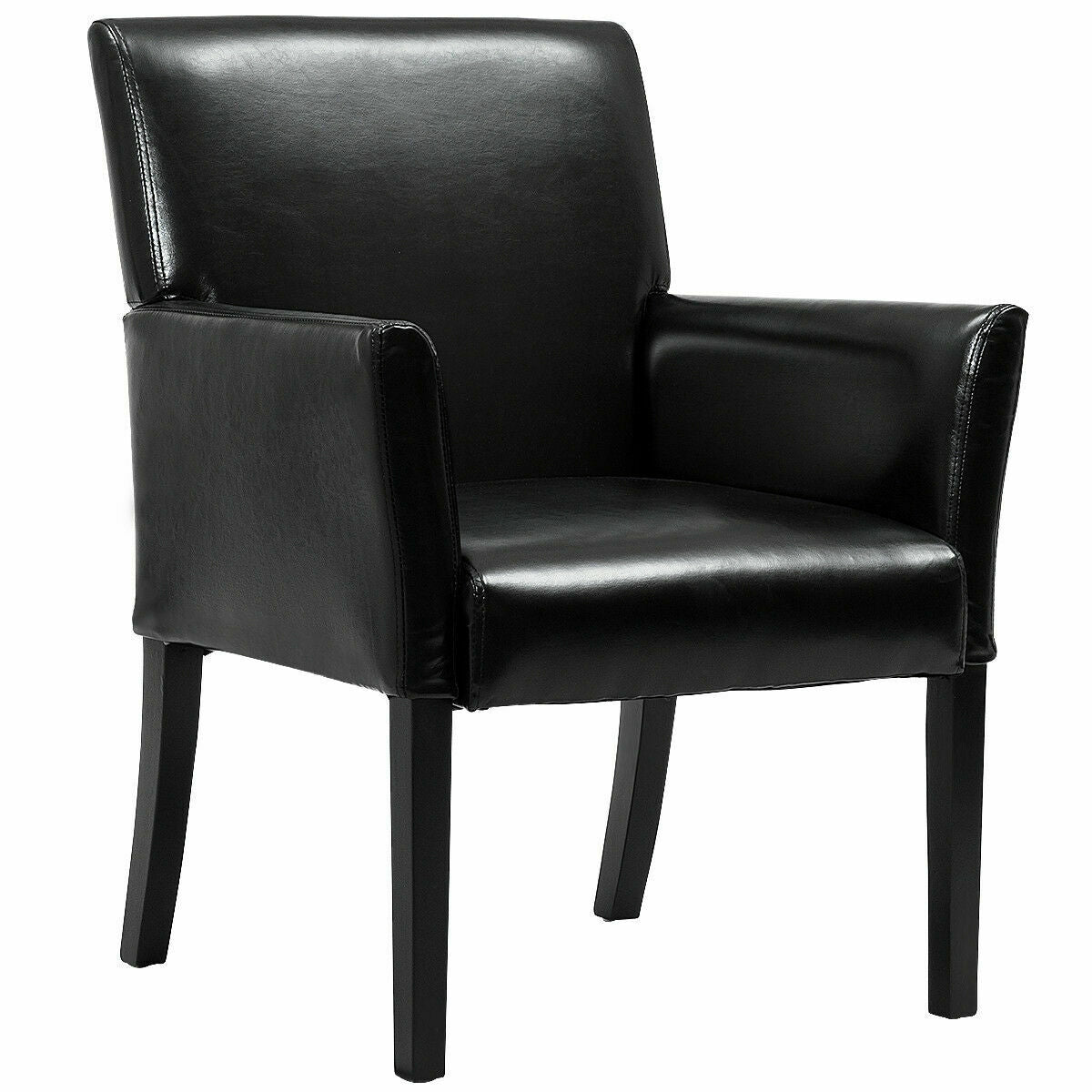 Modern PU Leather Executive Arm Chair by DirectDeals, black leather office chair with legs on Tampa Home & Garden Store