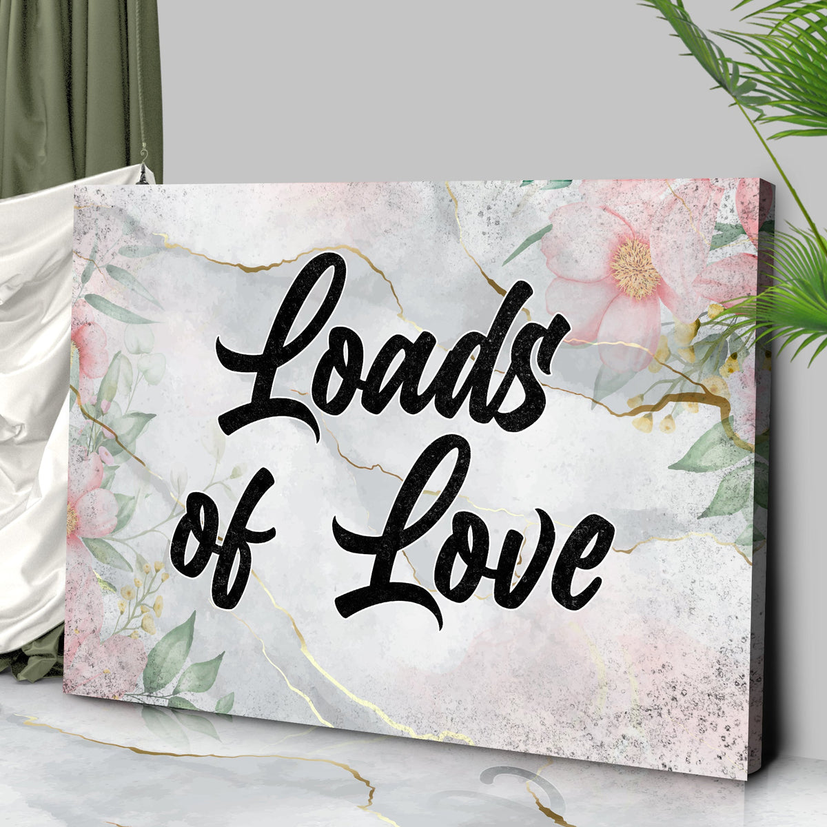 Rustic Valentine Saying Sign II canvas by Tailored Canvases, floral watercolor background on Tampa Home & Garden Store