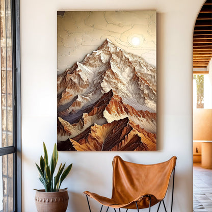 3D Minimalist Mountain Canvas wall art by Tailored Canvases in earthy tones on Tampa Home & Garden Store