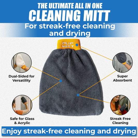 Flipper 2-in-1 Microfiber Aquarium Cleaning Mitt, gray microfiber with orange tag, dual-sided on Tampa Home & Garden Store