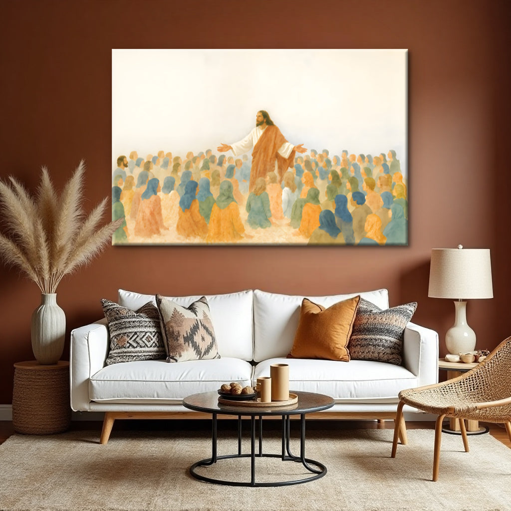Canvas Jesus Speaking To Crowd Faith Wall Art by Tailored Canvases, religious scene on Tampa Home & Garden Store