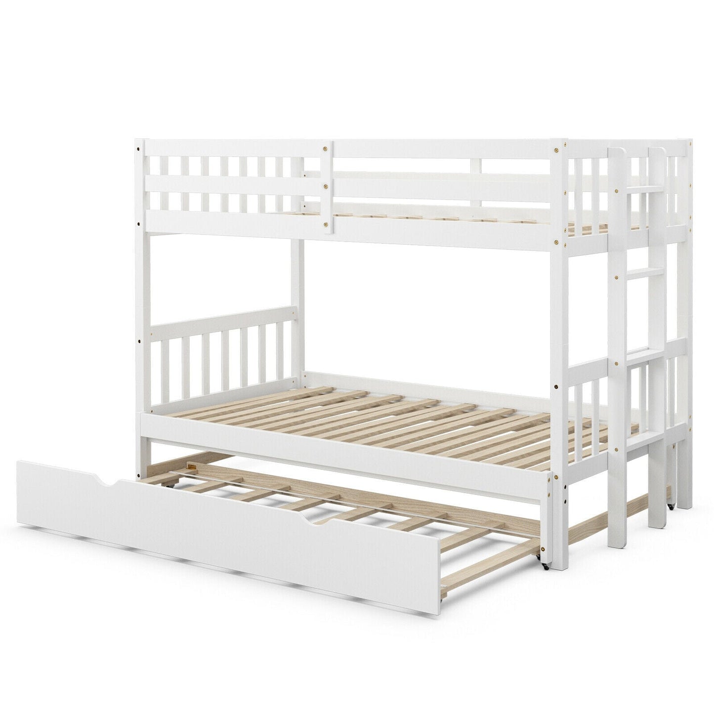 Literas dobles extraíbles con nido, escalera de madera - Espresso