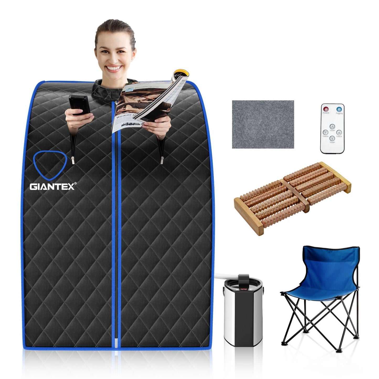 Portable Personal Steam Sauna Spa with 3L Blast-proof Steamer Chair