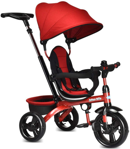 4-in-1 Kids Tricycle with Adjustable Push Handle-Blue