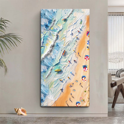 Beach Days Wall Art III canvas by Tailored Canvases, beach scene with waves and umbrellas on Tampa Home & Garden Store