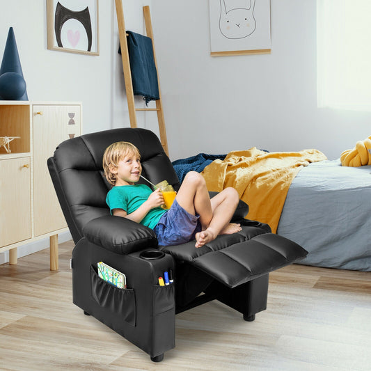 Kids Recliner Chair with Cup Holder and Footrest for Children - Tampa Home & Garden Store