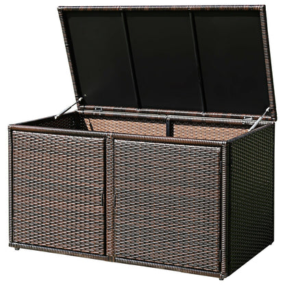 88 Gallon Garden Patio Rattan Storage Container Box-Black