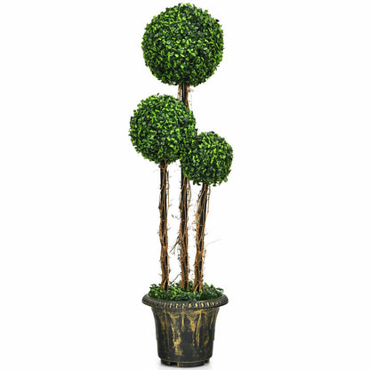 Planta de topiario artificial resistente a los rayos UV de 4 pies con triple bola
