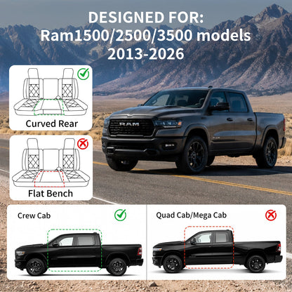 Umbrauto RAM seat covers with curved rear bench fit RAM 1500/2500/3500 Crew/Quad black on Tampa Home & Garden Store