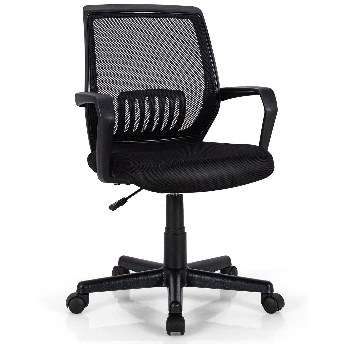 Sillón ejecutivo de malla de respaldo medio con soporte lumbar y altura ajustable