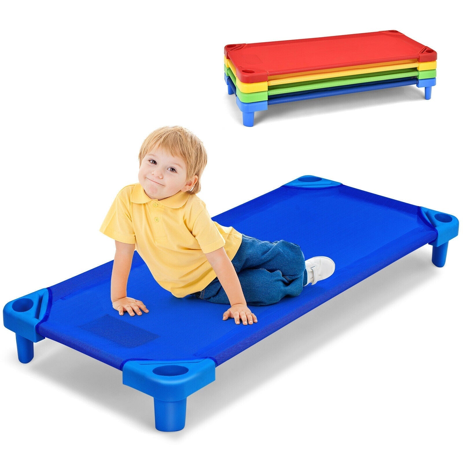 GemGear pack of 4 colorful kids stackable naptime cots rainbow colors on Tampa Home & Garden Store