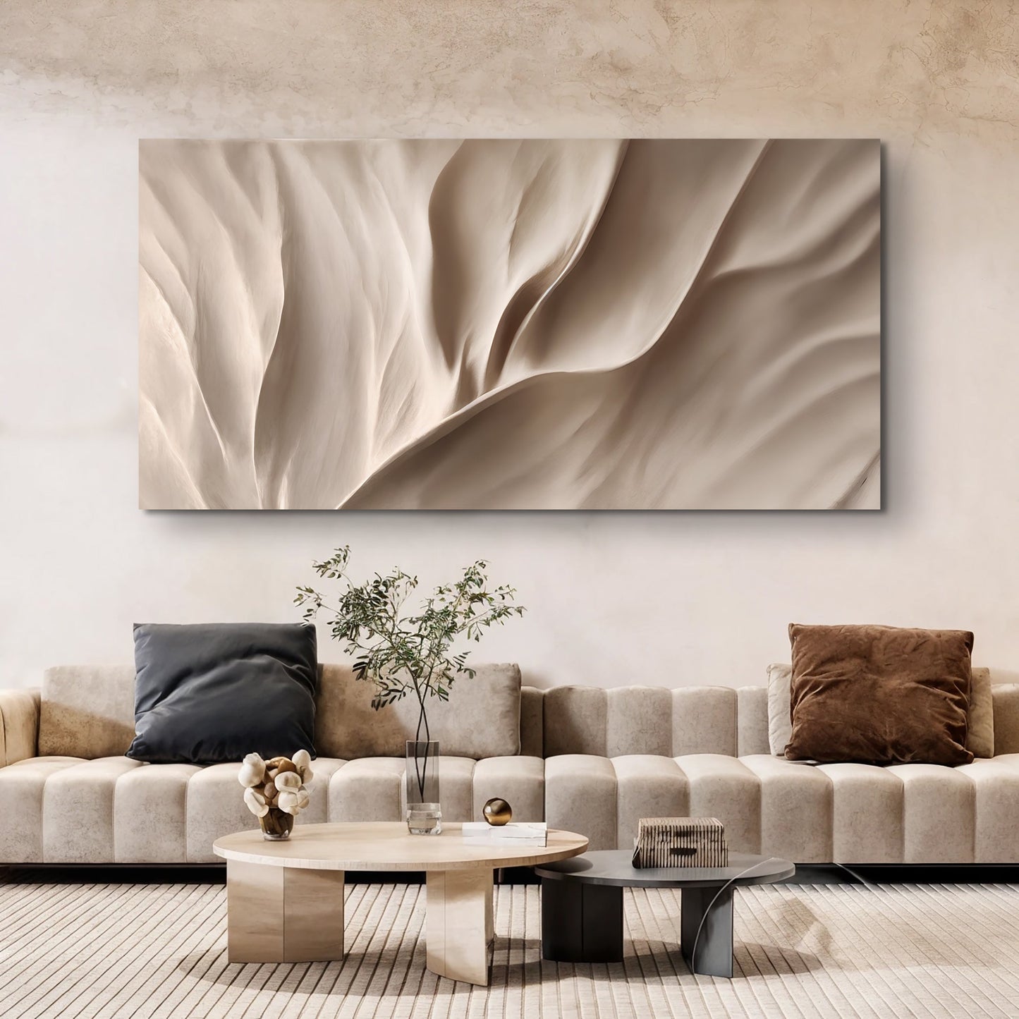 Soft Waves of Elegance Canvas Wall Art by Tailored Canvases beige abstract folds crafting canvas on Tampa Home & Garden Store