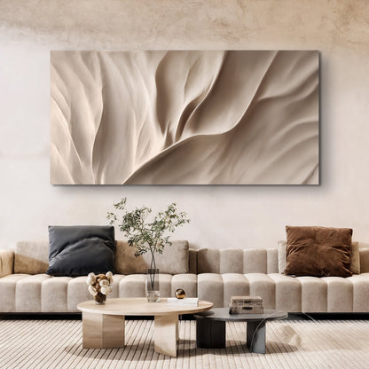 Soft Waves of Elegance Canvas Wall Art by Tailored Canvases beige abstract folds crafting canvas on Tampa Home & Garden Store
