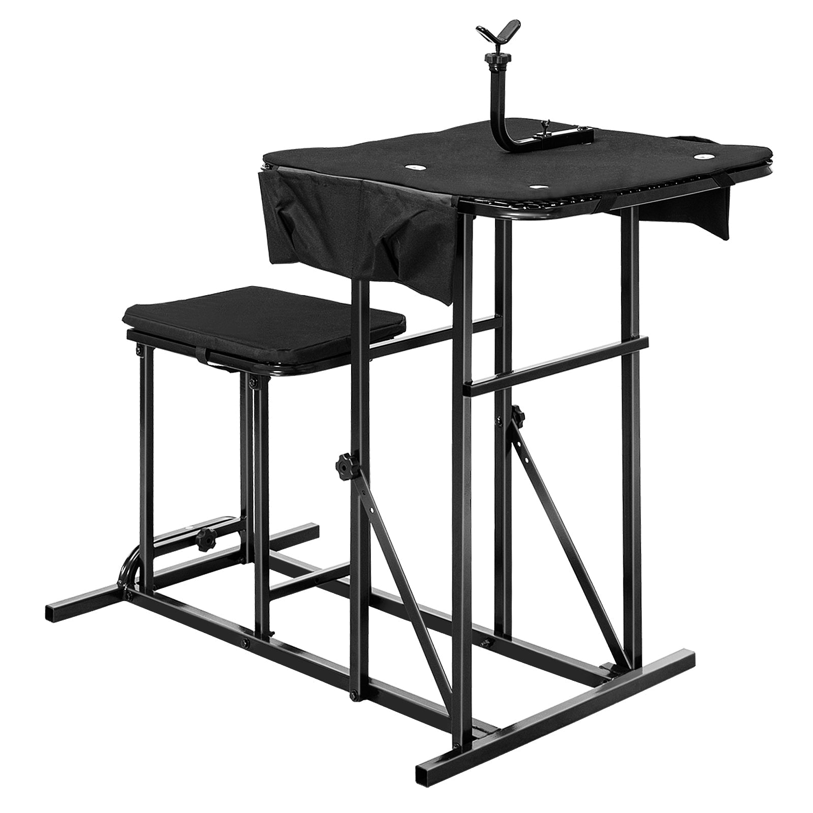 Foldable Shooting Bench with Adjustable Height Table GemGear, black metal frame with padded top on Tampa Home & Garden Store