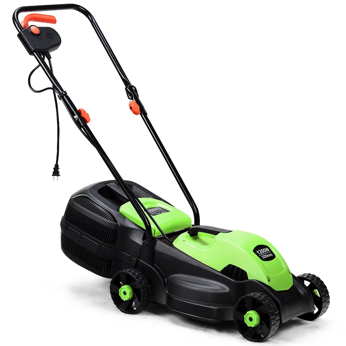 Cortacésped eléctrico con cable de empuje de 13 pulgadas con bolsa recolectora de hierba - Verde