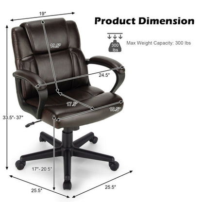 Sillón Ejecutivo de Oficina de Cuero Ajustable Silla de Escritorio para Computadora con Apoyabrazos