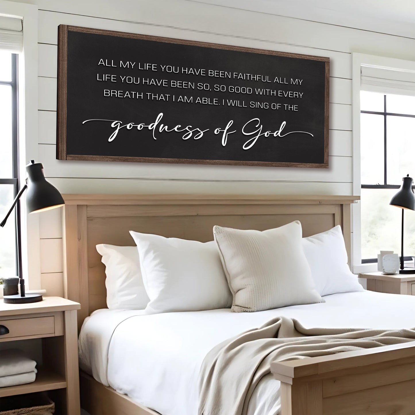 Goodness Of God Faith Sign II canvas by Tailored Canvases with blackboard surface and wood frame on Tampa Home & Garden Store