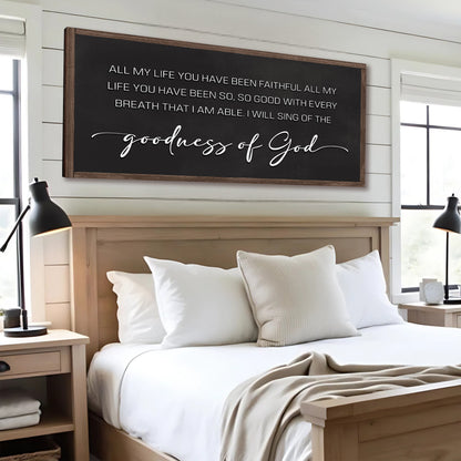 Goodness Of God Faith Sign II canvas by Tailored Canvases with blackboard surface and wood frame on Tampa Home & Garden Store
