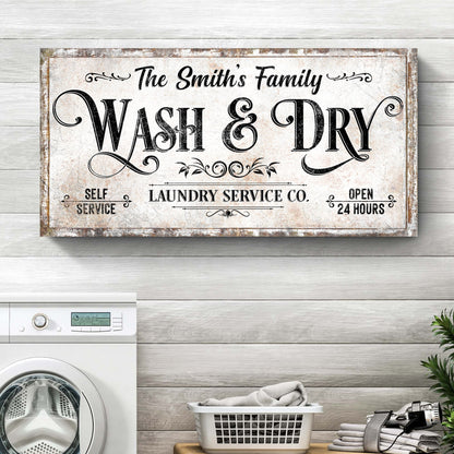 Personalized Laundry Service Sign II canvas by Tailored Canvases, distressed laundry sign on Tampa Home & Garden Store
