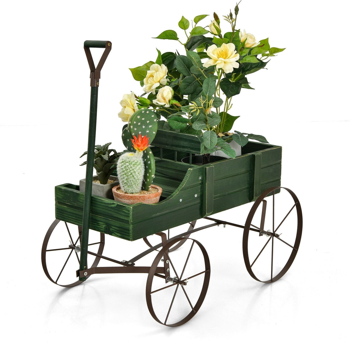 Cama de jardín de madera con ruedas metálicas para jardín o patio - Azul