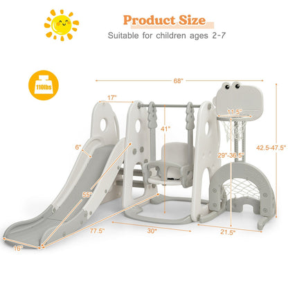 6 in 1 Toddler Slide and Swing Set with Ball Games