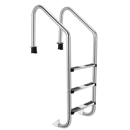 Escalera de Acero Inoxidable de 3 Peldaños para Piscina con Peldaños Antideslizantes