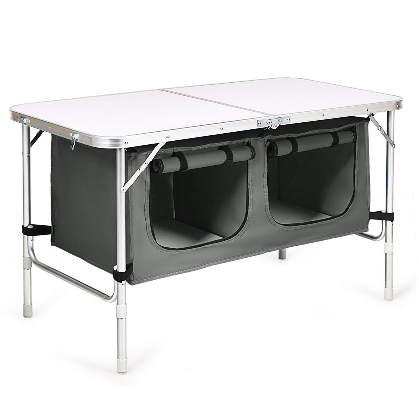 Mesa de camping plegable de altura regulable - Gris