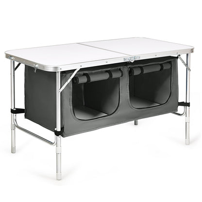 Mesa de camping plegable de altura regulable - Gris