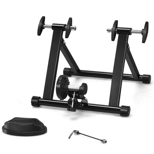 Folding indoor bike trainer stand for 26-28 inch wheels, DirectDeals brand, black steel frame on Tampa Home & Garden Store