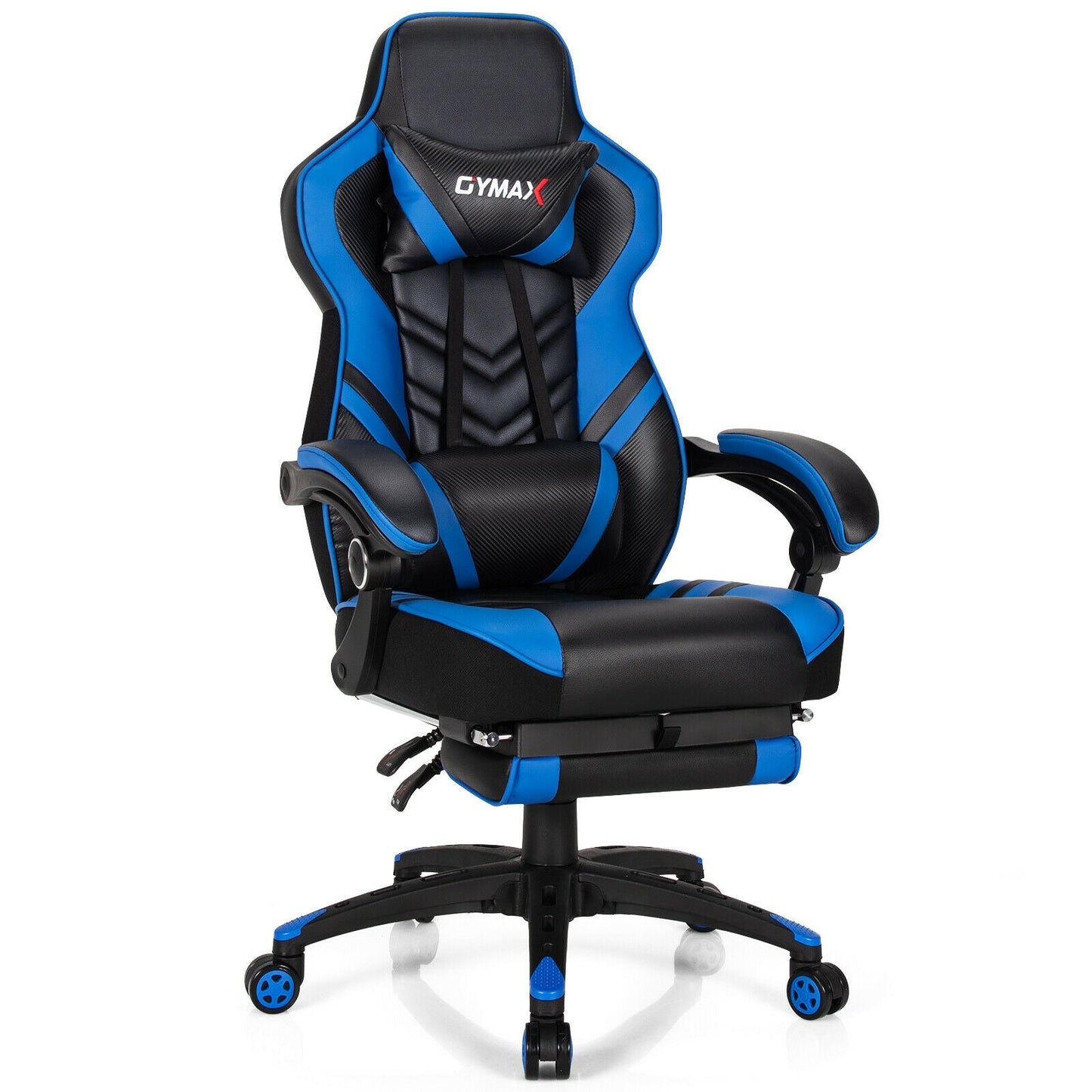 Adjustable Gaming Chair with Footrest for Home Office-Green