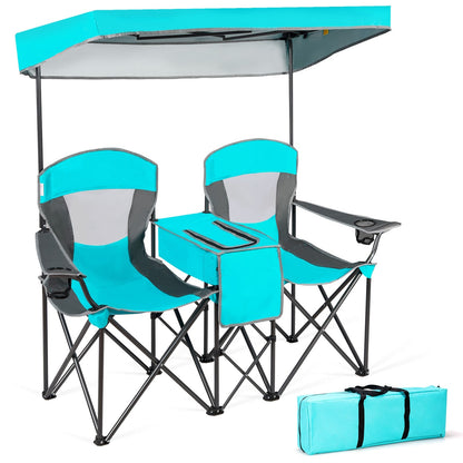 Portable folding camping canopy chairs by GemGear turquoise set with cup holders on Tampa Home & Garden Store