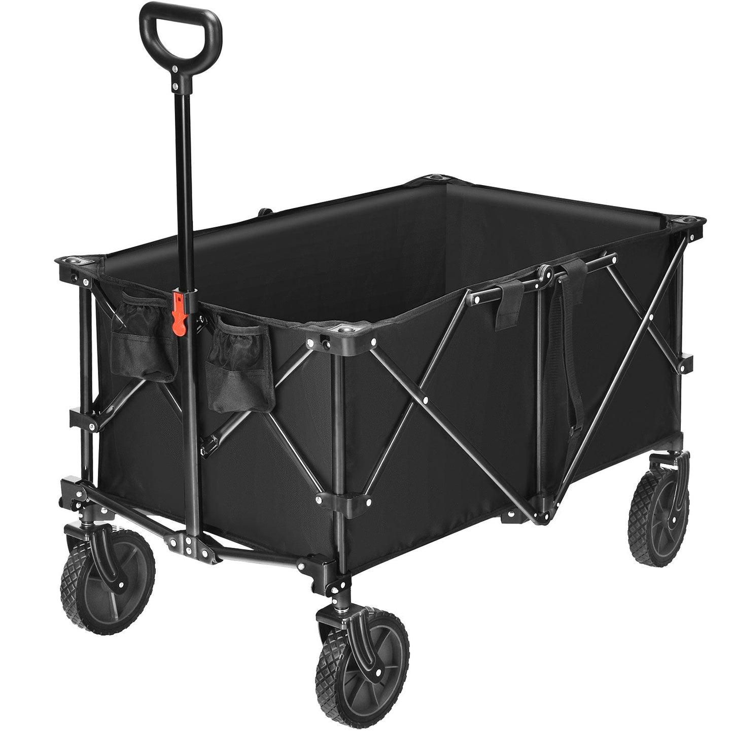 Outdoor Folding Wagon Cart with Adjustable Handle and Universal Wheels-Gray