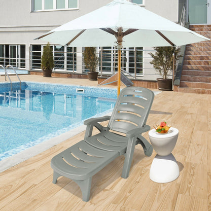 Tumbona plegable con 5 posiciones ajustables - Gris