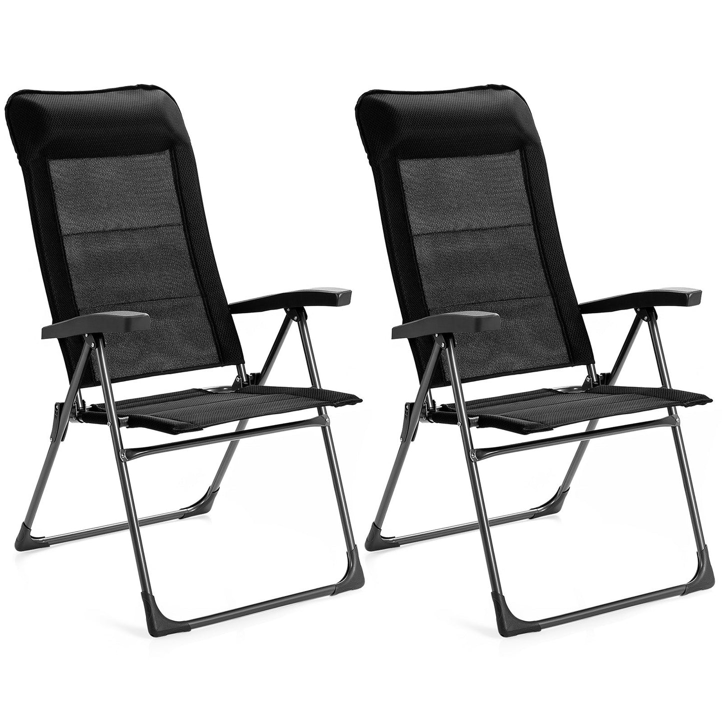 GemGear 2-pack portable folding patio chairs with headrests, black mesh back for camping on Tampa Home & Garden Store