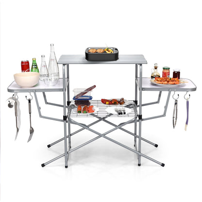 Foldable outdoor BBQ table GemGear with grill insert on metal stand on Tampa Home & Garden Store