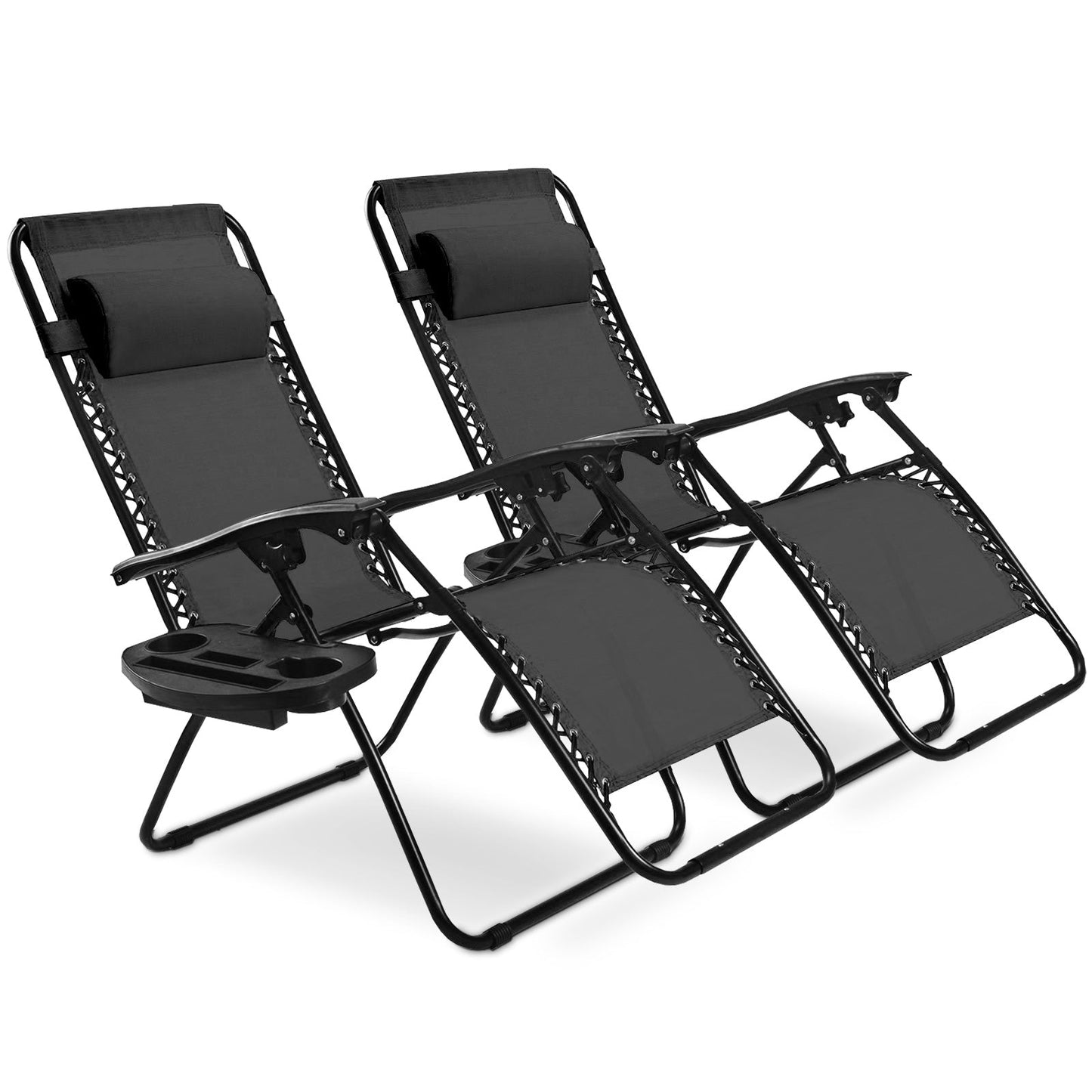 2 Pieces Folding Recliner Zero Gravity Lounge Chair - Beige