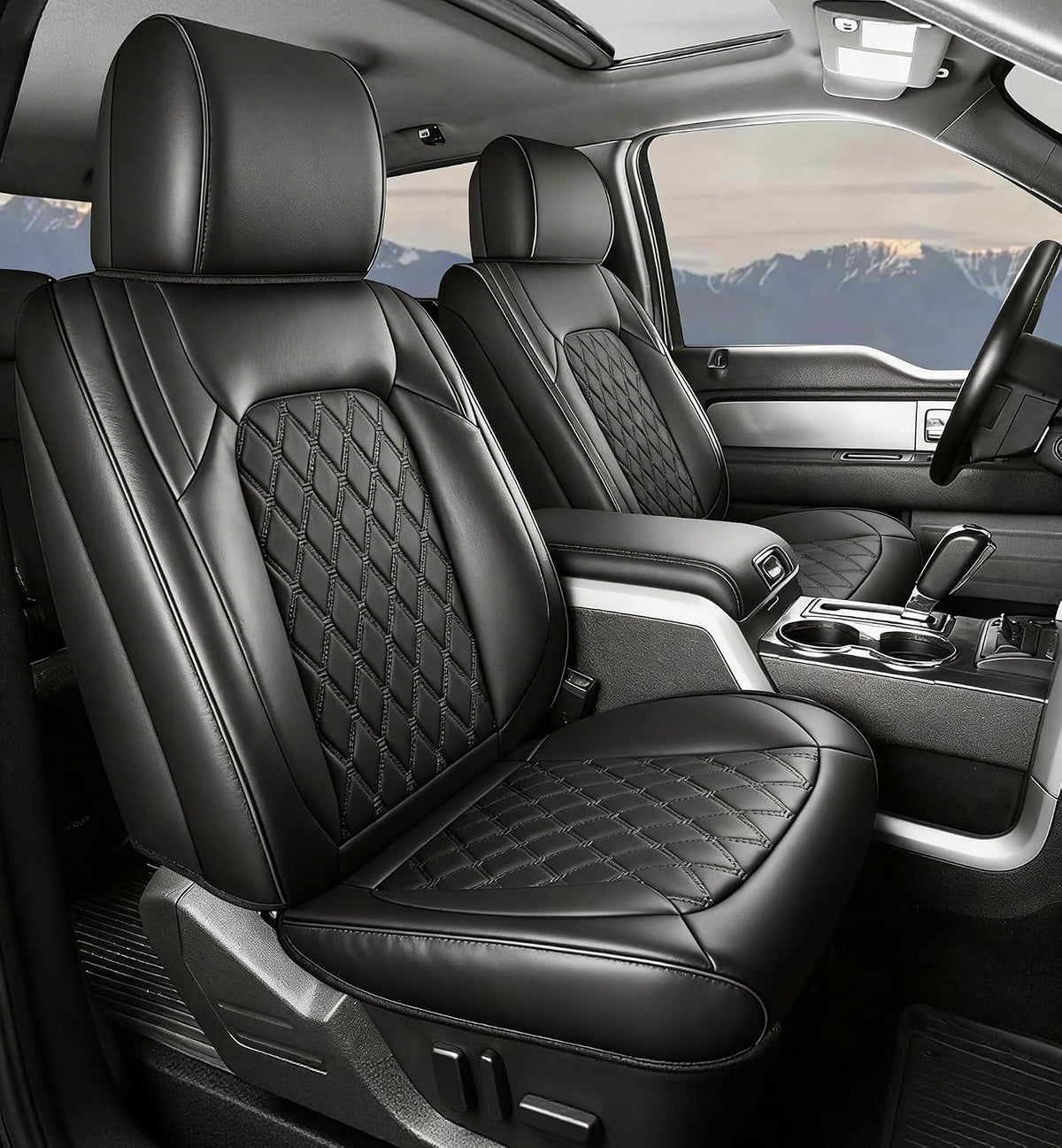 Umbrauto black Nappa leather seat covers (2 seats) airbag compatible on Tampa Home & Garden Store